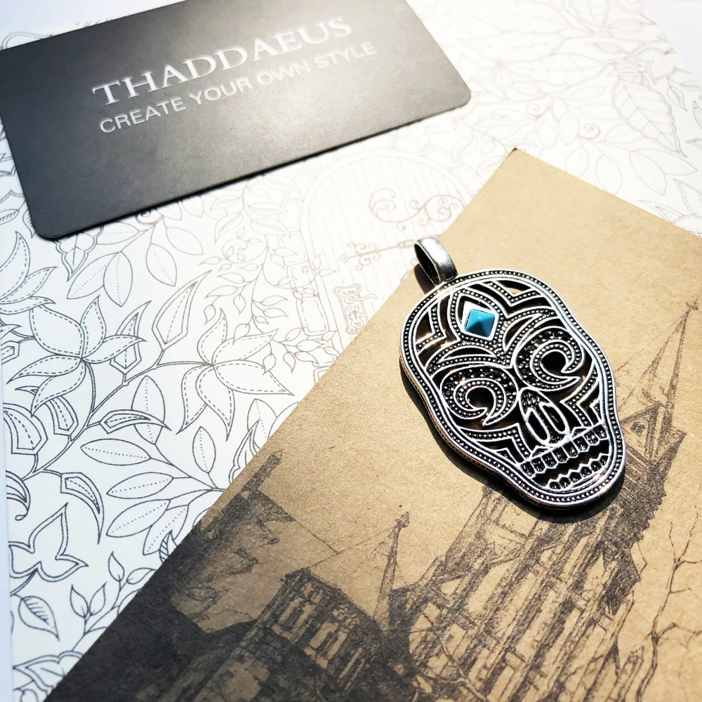 Кулон в виде черепа с синей ПАВЕ ювелирные изделия из серебра 2018 пробы