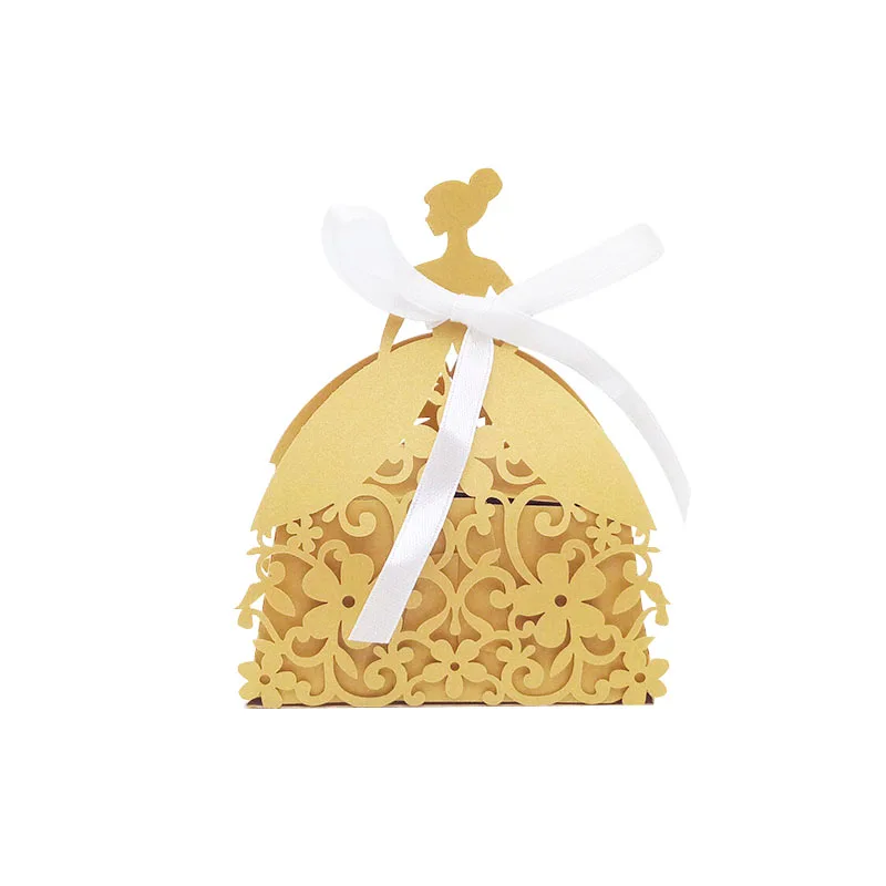 Golden 25 шт. лазерная резка жениха коробка конфет кружево мыло в подарочной коробке свадьба Вечеринка шоколадная коробка вечерние украшения и поставки свадьба - Цвет: Golden