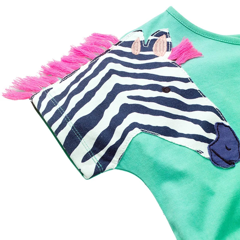 

Shriymariy Girls Summer Dress Cotton Casual Cartoon Print Short Sleeve Skirt Dresses Zebra printed dress for Girls