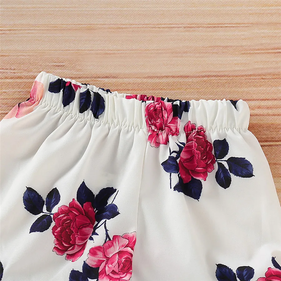 Детские бальные платья без рукавов с цветочным узором топ оборками Шорты костюм