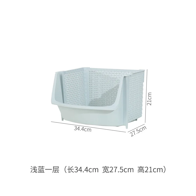 

Blue Storage Baskets Stackable Sundries Korean Big Size Storage Baskets Kitchen Organization Cesta Almacenaje Household EH50B