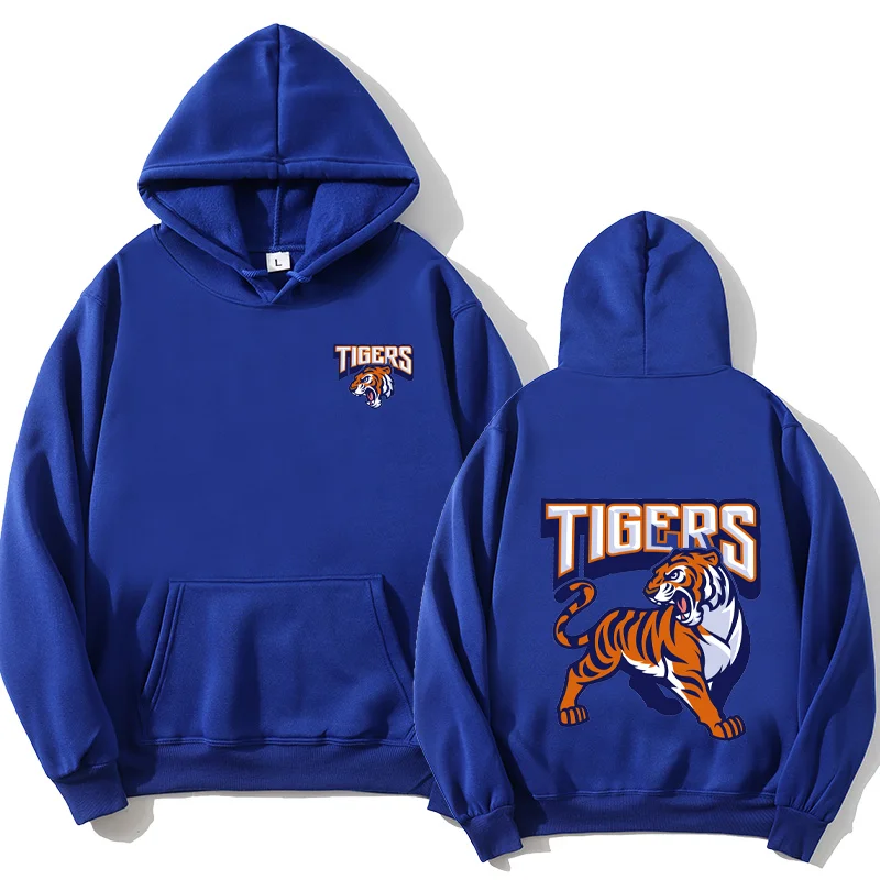 

Men's Hoodie Sweatshirt Spring Fall 2021 Pulper Tiger Head Print Fashion Men's Black and White Streetwear Hip Hop