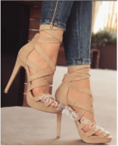 Сандалии Женские однотонные на молнии Классические босоножки с ремешком