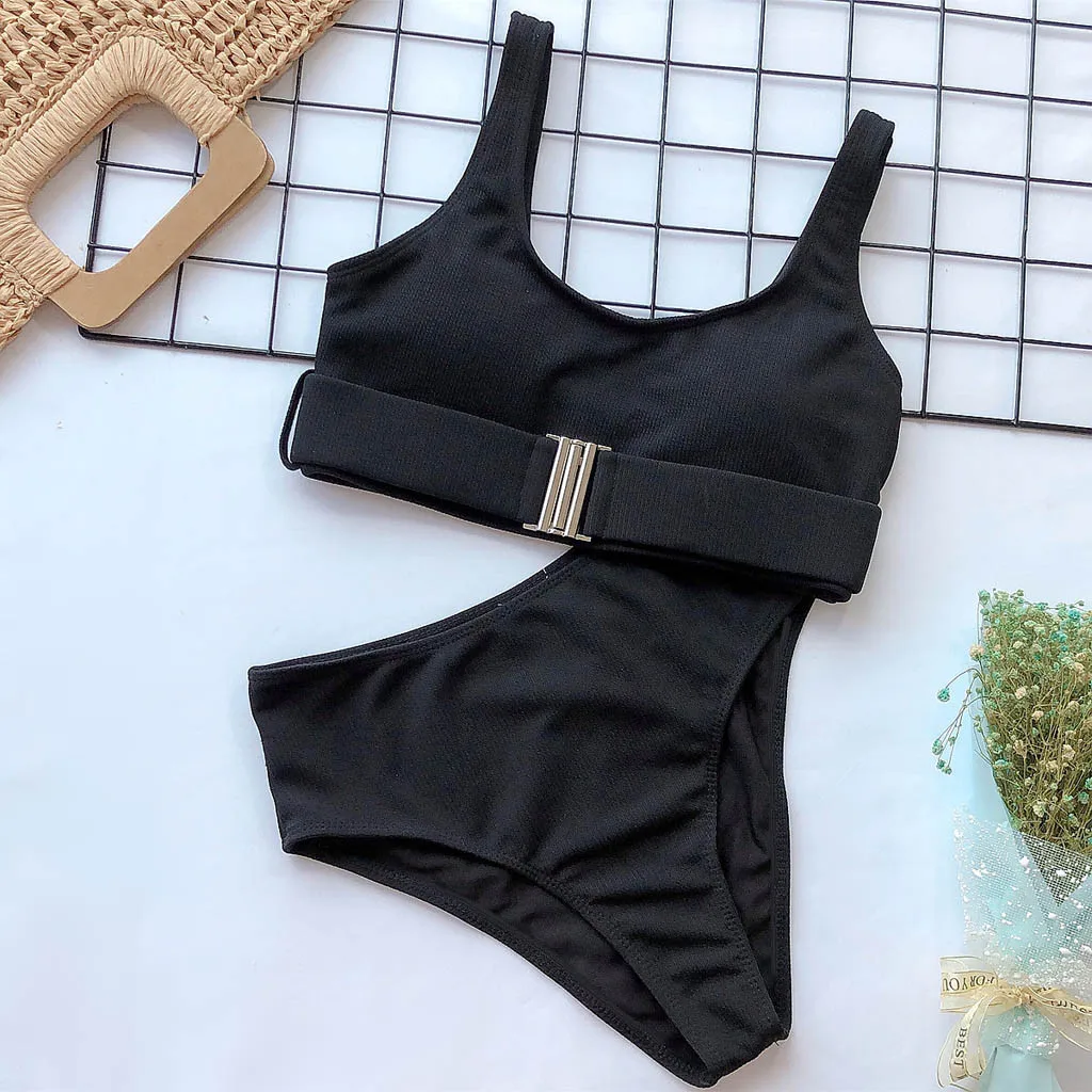 

Women Sexy Bikini Push-Up Padded High Waist Swimwear set Swimsuit Set Solid Buckle Yoga Fitness Female Beachwear Bikini set #4