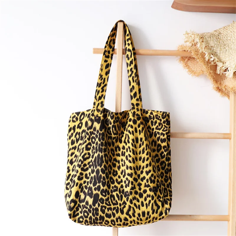 

Сумки через плечо с леопардовым принтом, Холщовая Сумка-тоут, женская сумка для покупок, открытая Повседневная и модная сумка на одно плечо