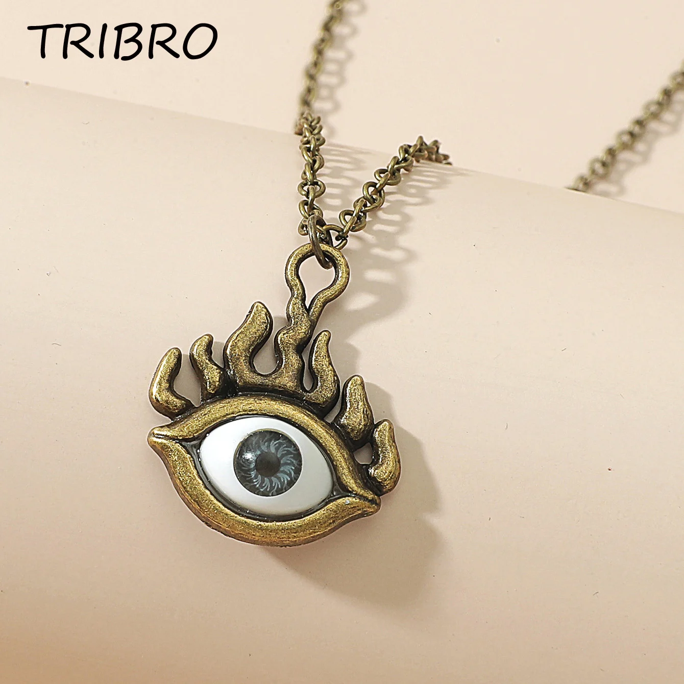 

Модное Очаровательное ожерелье Tribro 2021, готическое ожерелье с винтажным кулоном глазного яблока в стиле панк и сглаза, длинные цепочки, Женс...