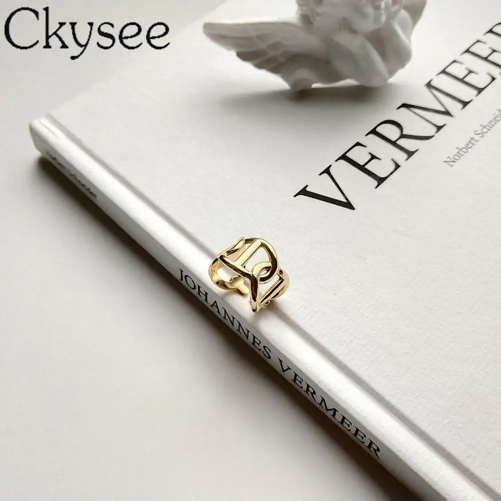 

New Arrival 925-Sterling -Silver Ring Gold Interlocking Ring Fashion Charms Silver Jewelry For Woman Fine Jewelry