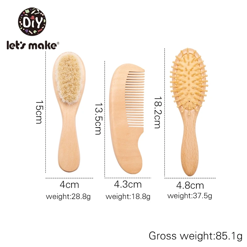 Let'S Make Baby Wooden Brush Comb Newborn Hair Brush Infant Head Massager Hair Brush Infant Comb Head Massager Custom Logo