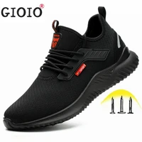 tennis running shoes men work safety shoes with steel toe cap puncture proof boots lightweight sneakers women vulcanized shoes