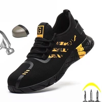 men safety work shoes breathabale light boots with steel toe cap casual protective shoes puncture proof soft comfort sneakers