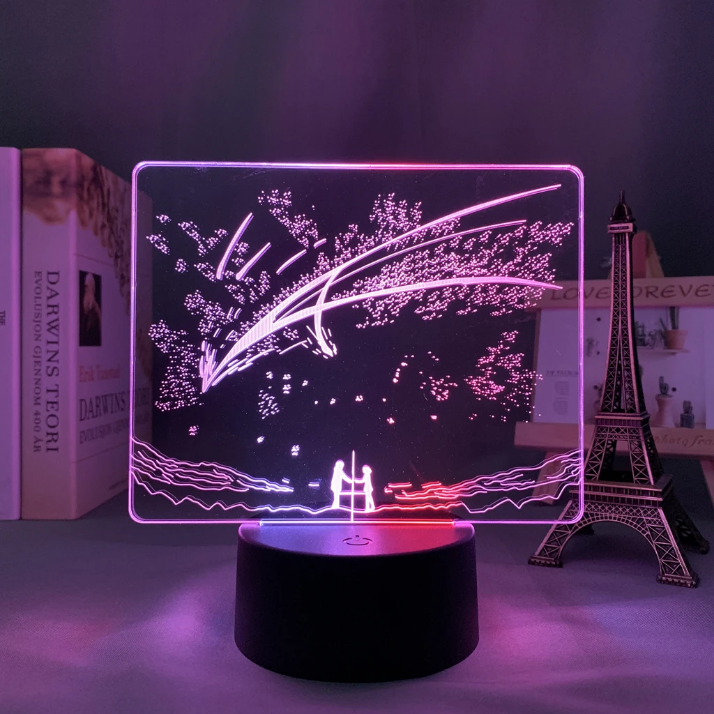 Цветная аниме двухцветная лампа ваше имя для ребенка украшение спальни подарок