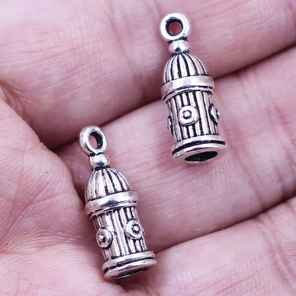 150Pcs Pendants Fire Hydrant Zinc Metal Alloy Silver Tone For Charms Neckalces Jewelry DIY Findings Charms 20x7mm