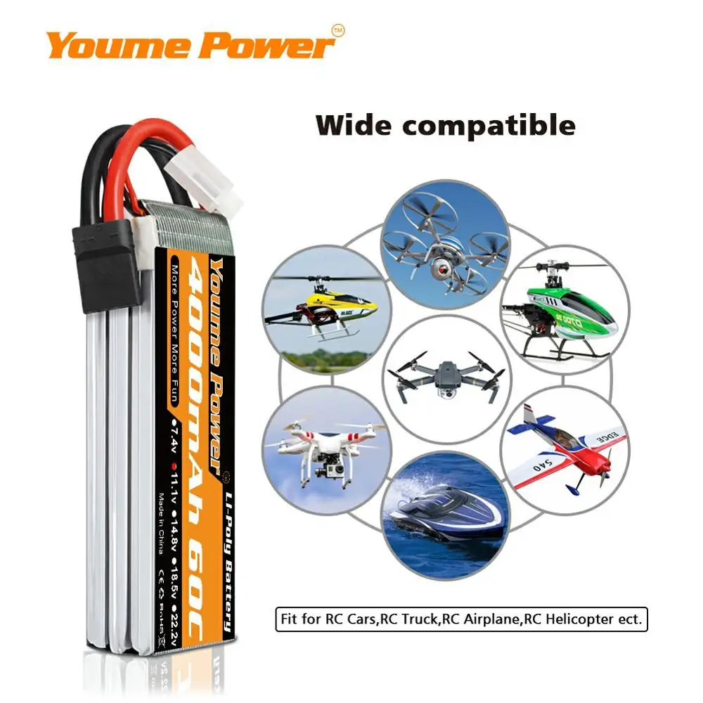 2 шт lipo 3s 111 в 4000 мач батарея 60c t разъем ec3