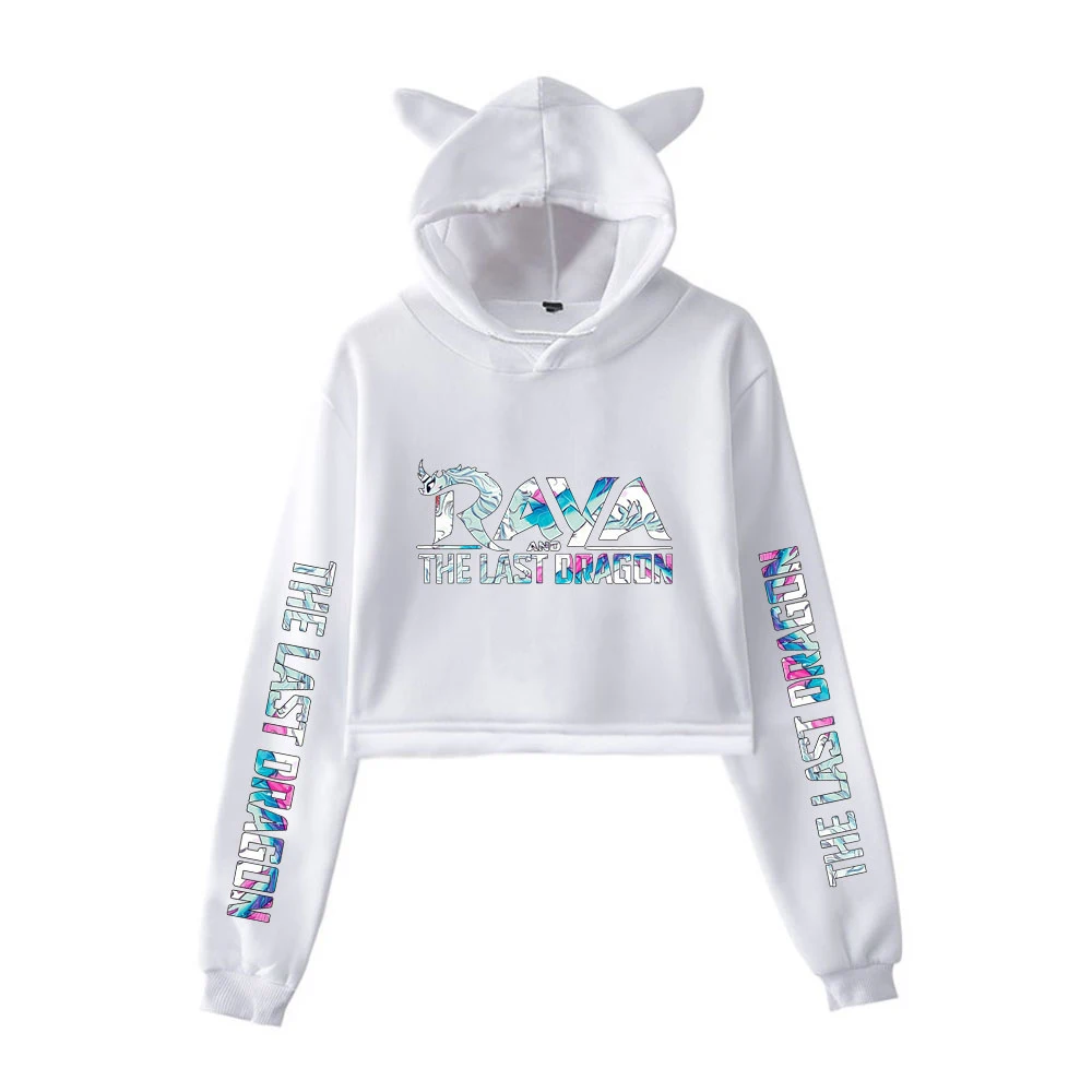 

New Anime Raya and the Last Dragon Cat ear Hoodie Girl Tops Women Kawaii Hoodies Sweatshirts Personality Sexy Crop Tops Clothes