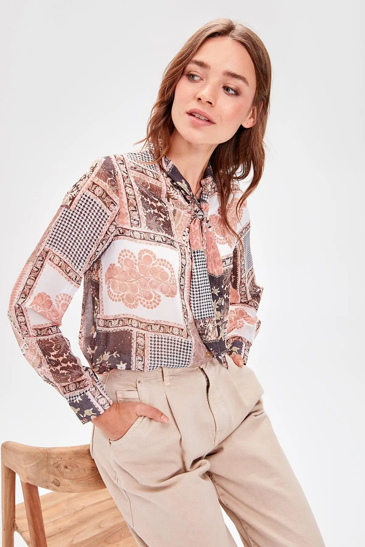 Trendyol рубашка с рисунком плитки TWOAW20GO0184|Рубашки| |