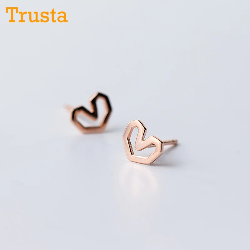 Trusta, 925 пробы, серебряные ювелирные изделия, модные милые миниатюрные серьги-гвоздики 0,7 см X 0,6 см с милым сердечком, подарок для девочек, детей, леди, DS194