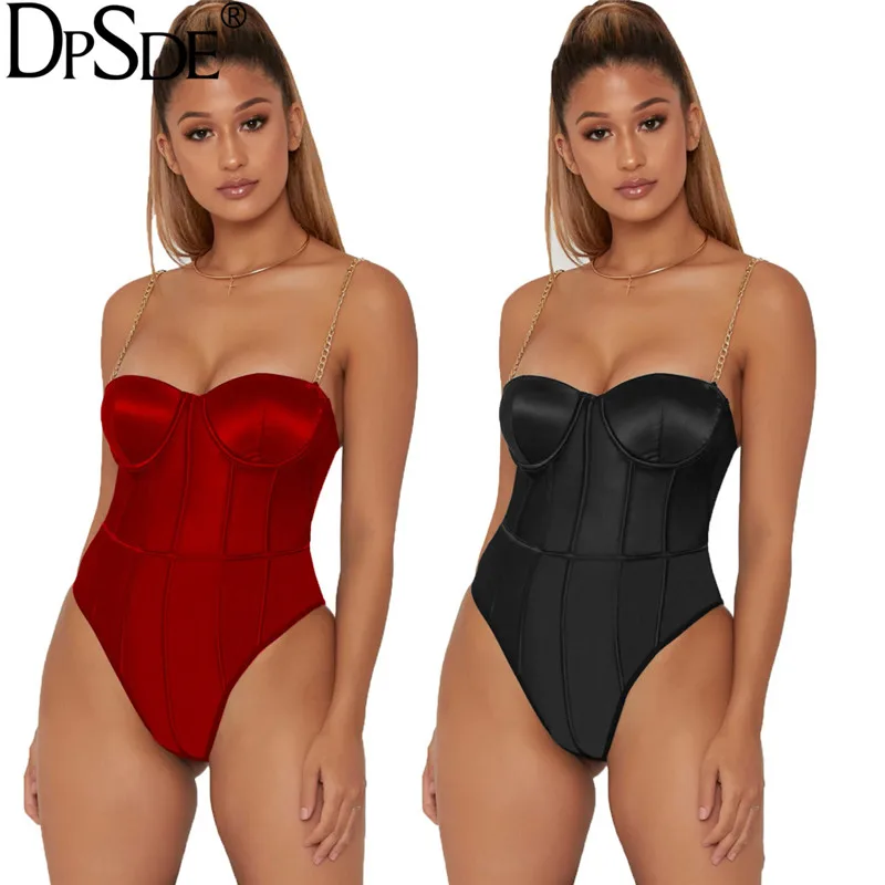 DPSDE Осенний ночной клуб сексуальное красное Боди без бретелек тонкий черный боди