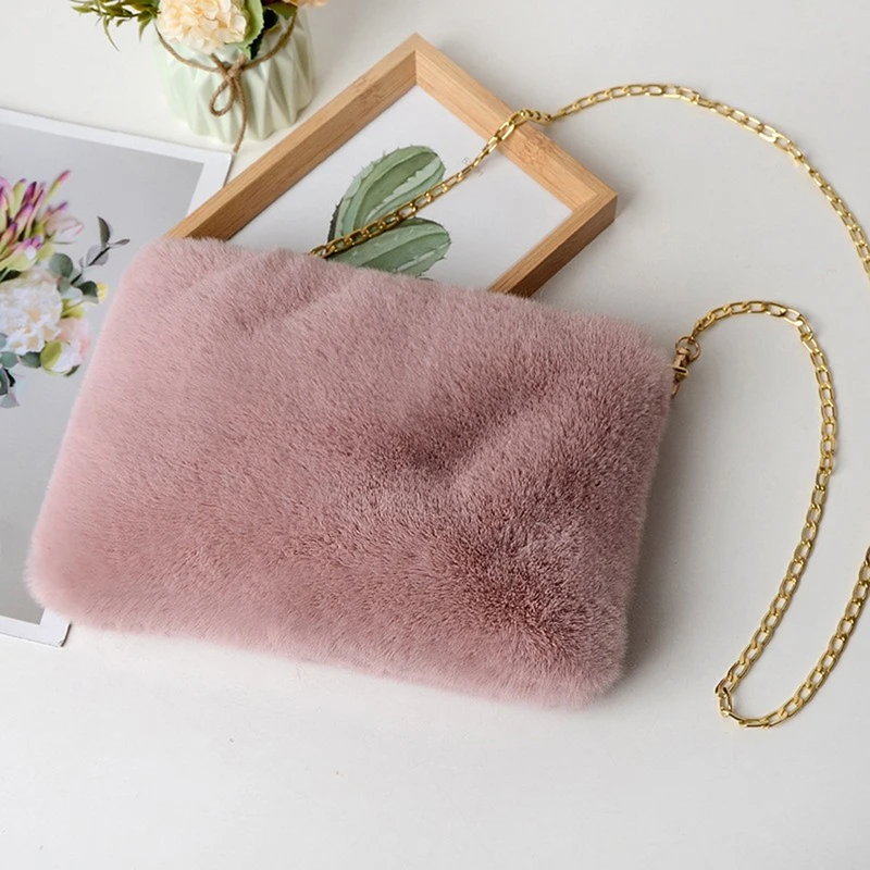 Faux Fur Crossbody Bags For Women Autumn Winter Plush Purses And Handbags Female Phone Shoulder Bag Girls Wallet | Багаж и сумки