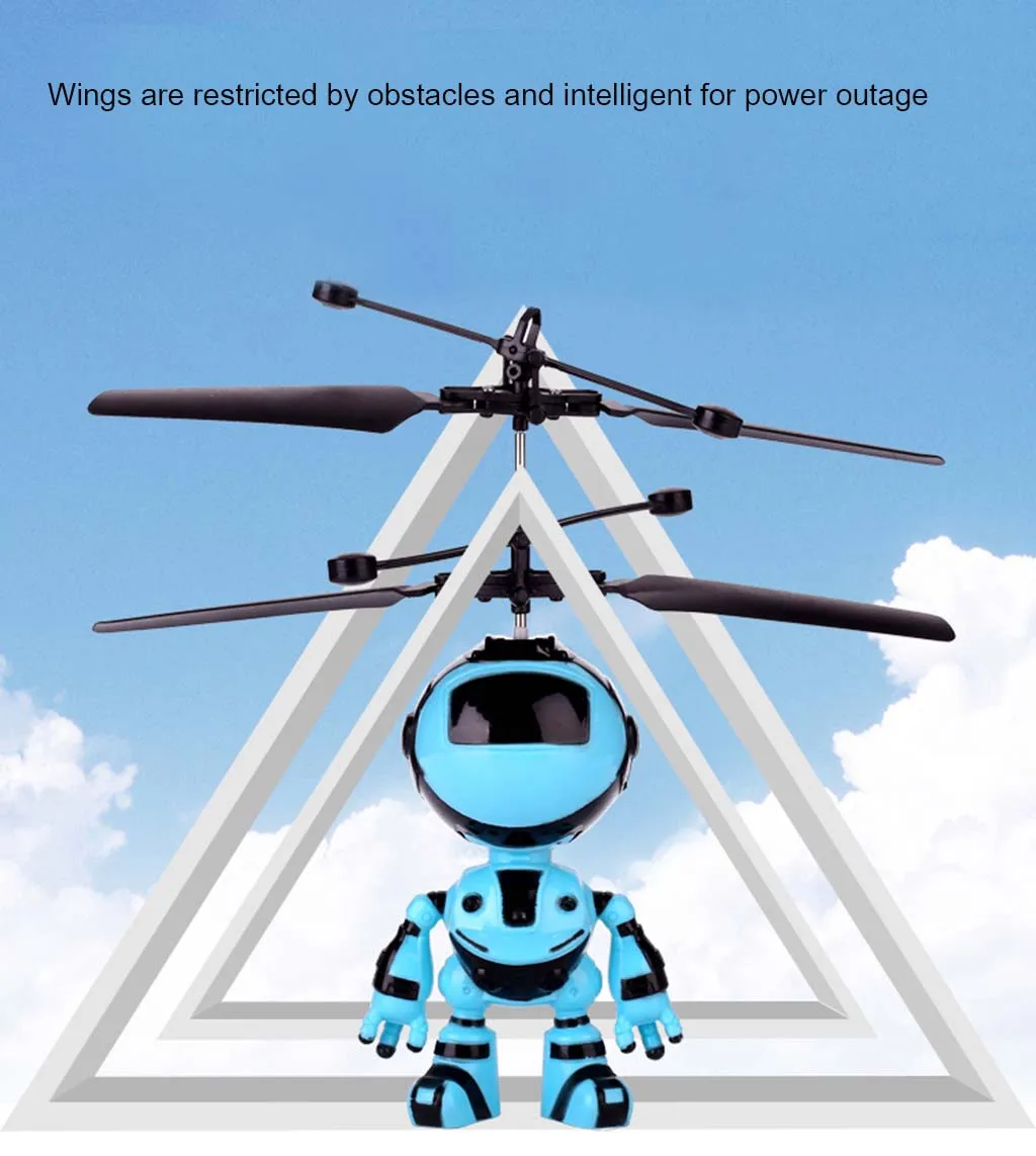 Летающий мини Радиоуправляемый индукционный робот мигающий светильник игрушки