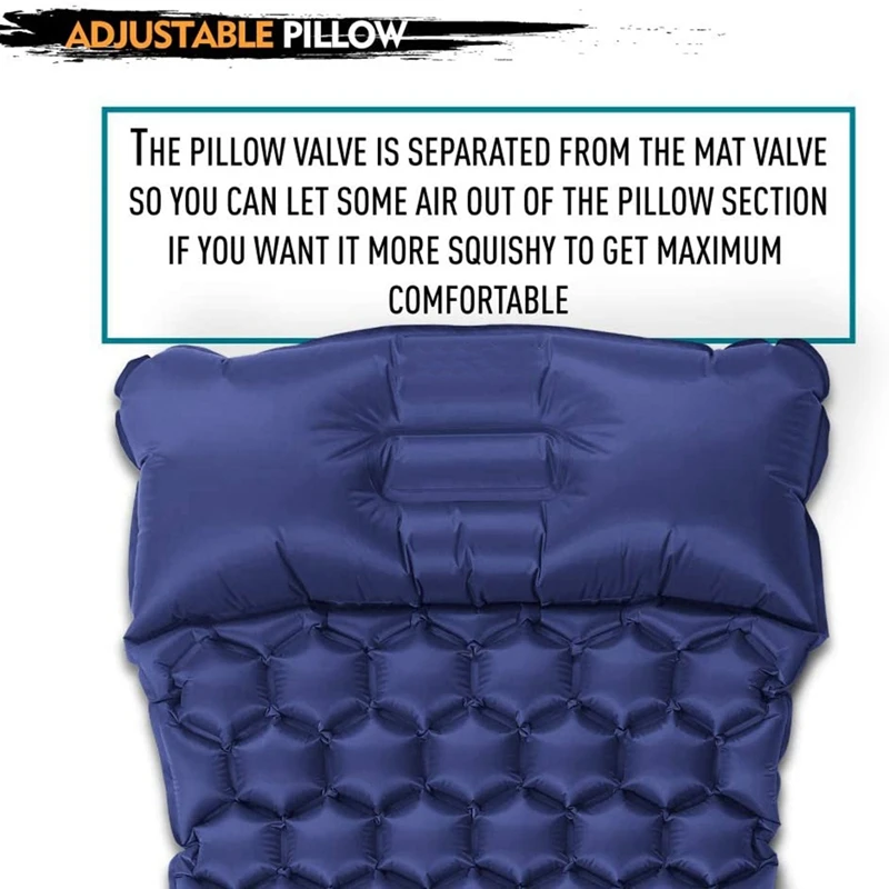 comprar Esteira De Dormir Inflável Ultraleve Acampamento Colchão Almofada De Dormir à Prova Dwaterproof água Com Travesseiro Para Mochila Caminhadas Azul Escuro