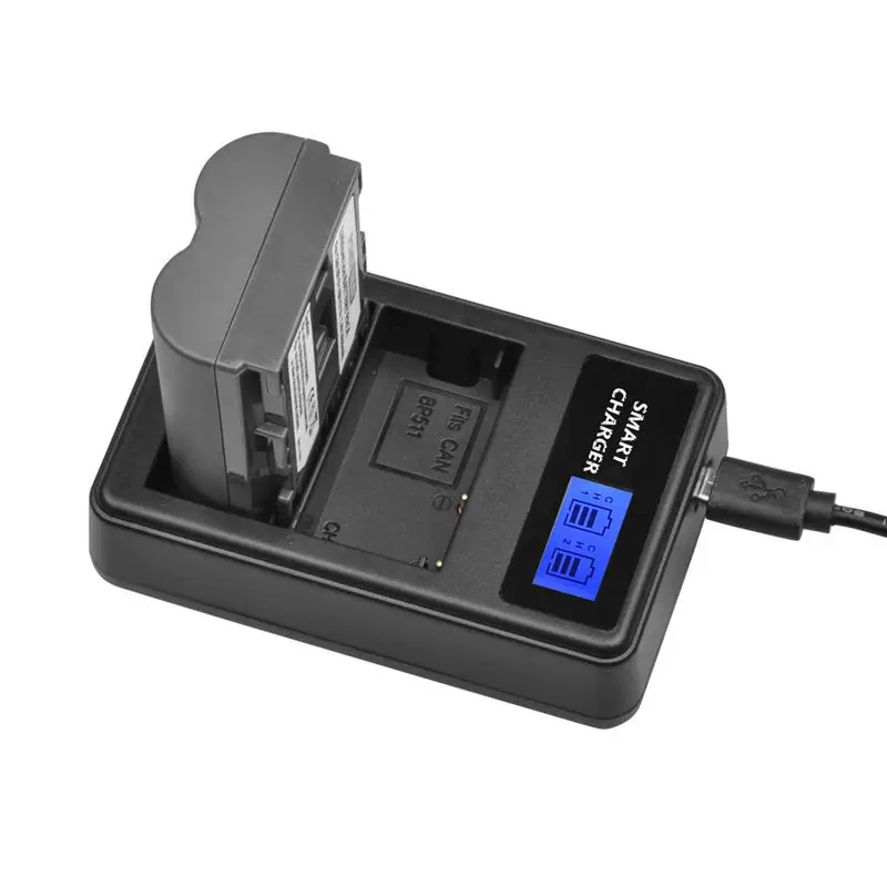 Bp-511/511A Usb ЖК-дисплей двойной порт зарядное устройство для Canon Eos 1000D 450D Kiss F Rebel Xs 18-55Is