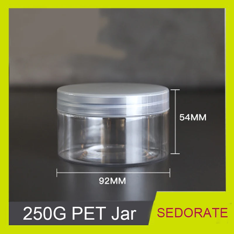 Sedorate 30 шт./лот пластиковая прозрачная банка с прозрачной крышкой 250 г контейнер