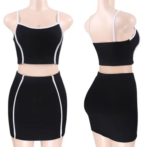

Women's Clothes Set Summer Fashion Casual Sexy Slim Sling Sleeveless Camis Vest Pencil Skirts Sert For Females Clubwear 2020