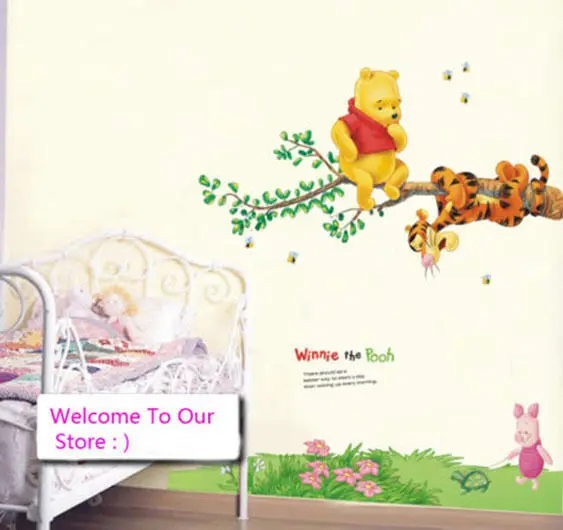 Симпатичный типа сделай себе сам медведя Винни Пух Тигра стены Стикеры ПВХ Декор