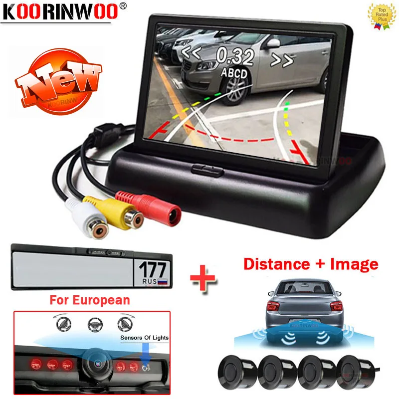 

Koorinwoo Intelligent System Cars For European License Plate Number Camera Track camera connected Monitor Rear Parking Sensors 4