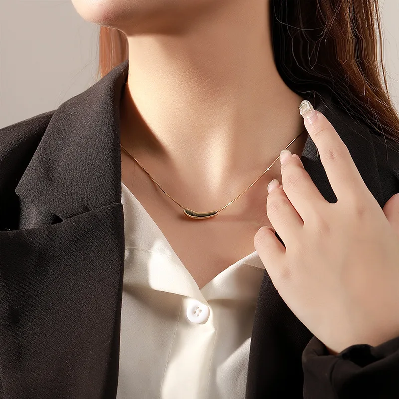 

Ожерелье с подвеской в виде капли воды из акации, новинка 2021, модная простая Женская цепочка в стиле ретро, ювелирное изделие для женщин