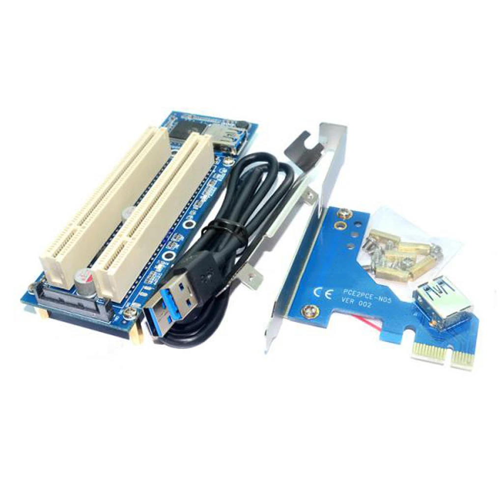 PCI-E Express X1 к двойной PCI Riser удлинительная карта адаптера с кабелем USB 3,0