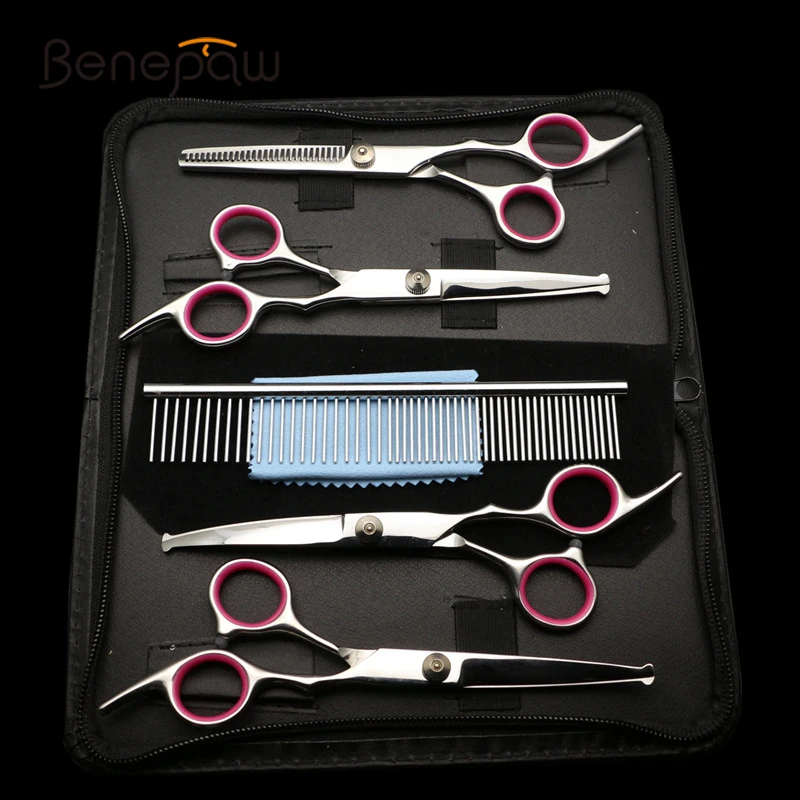Benepaw Safe Stainless Steel Pet Scissors For Dog Grooming Comfortable Rounded Tips Curved Kit Tools Gift Comb | Дом и сад