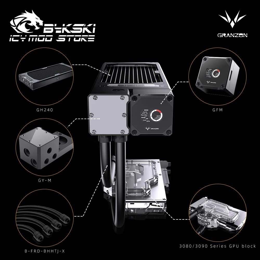 bykski granzon gpu aio cooler kit for rtx 3080 3090 video card mod vga pc water cooling smart speed control pwm pump gzgpu m240n free global shipping