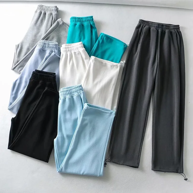 

Осенние серые укороченные брюки женские леггинсы с завышенной талией свободные прямые брюки повседневные защитные брюки женские спортивн...