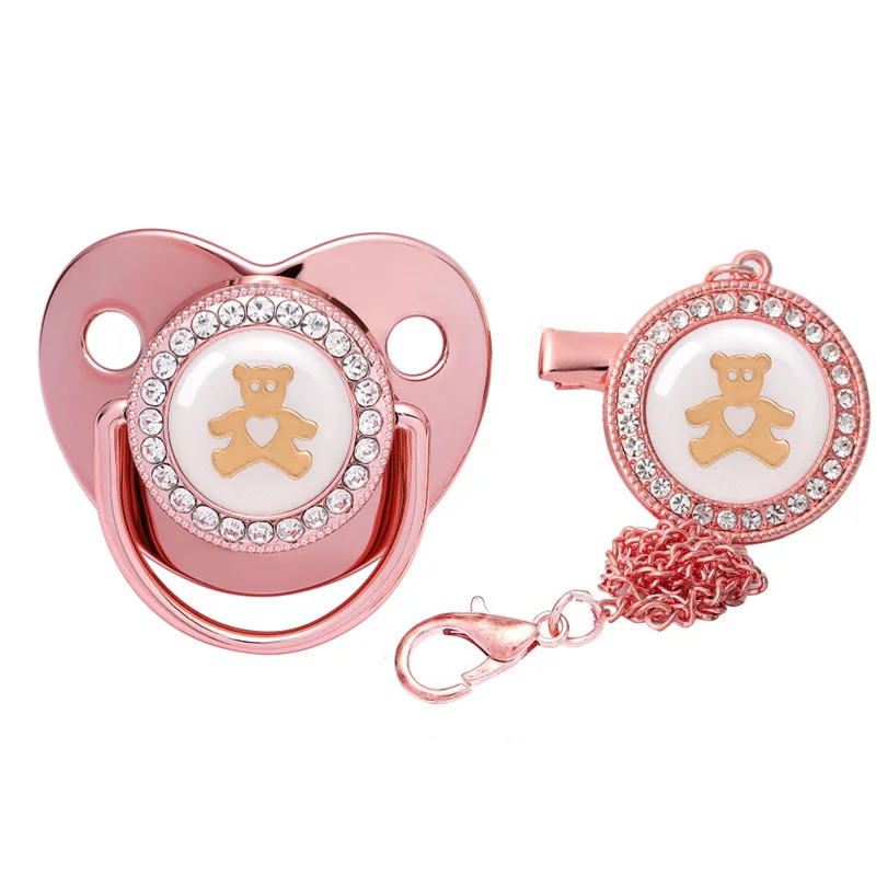 2022 зажимы для соски-пустышки новорожденных розовое золото блестящий