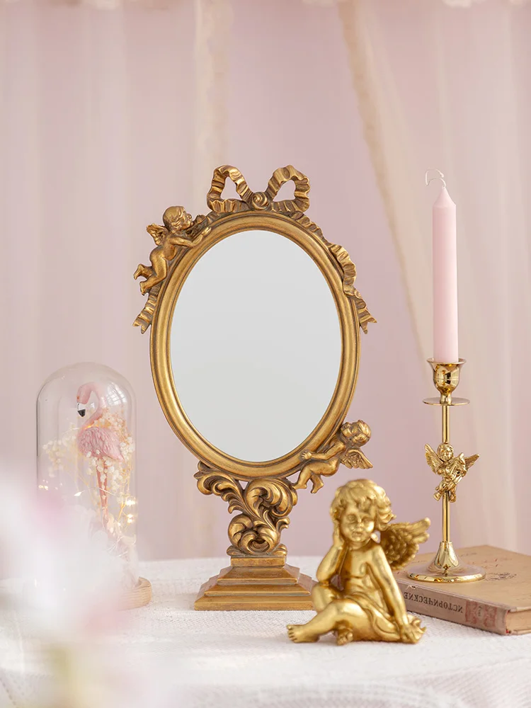 Европейский Винтажный дворец Угловое резное украшение стола зеркало для макияжа