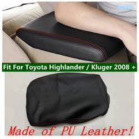 lapetus central console armrest box cover protection holster pad kit pu leather fit for toyota highlander kluger 2008 2013