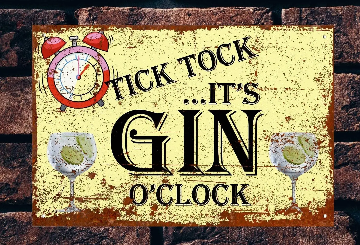 

Металлические знаки-логотип Tick Tock Gin's. Мужская пещера, искусственная подвесная настенная табличка, кухонный гараж. Маленький (15 см x 10 см)