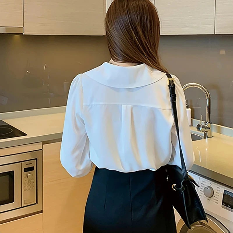 Блузки 2021 белая блузка для женщин Blusas Y Camisas Mujer Сексуальная шифоновая рубашка с