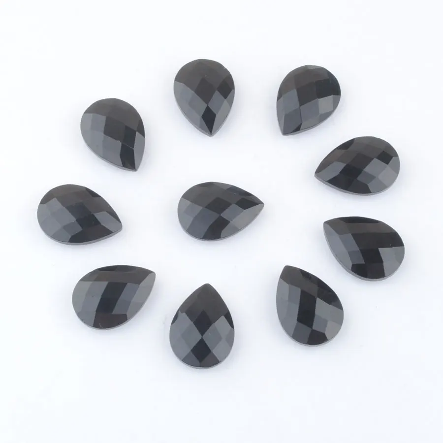

20 шт./лот натуральный граненый камень черный агат 13x18 мм каплевидный кабошон без отверстий бусины подходят для DIY рукоделия ювелирный брасле...