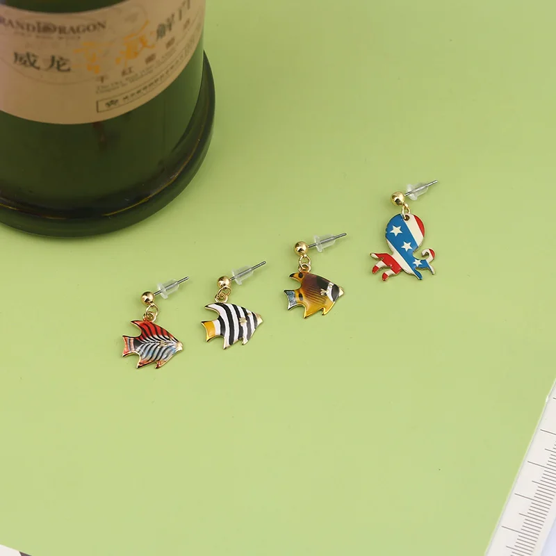 Новые модные креативные тропические серьги рыбки Мультяшные эмалевые