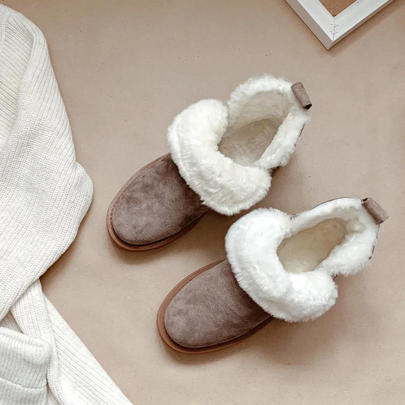 Женские зимние ботинки BeauToday из натуральной кожи с круглым носком на платформе