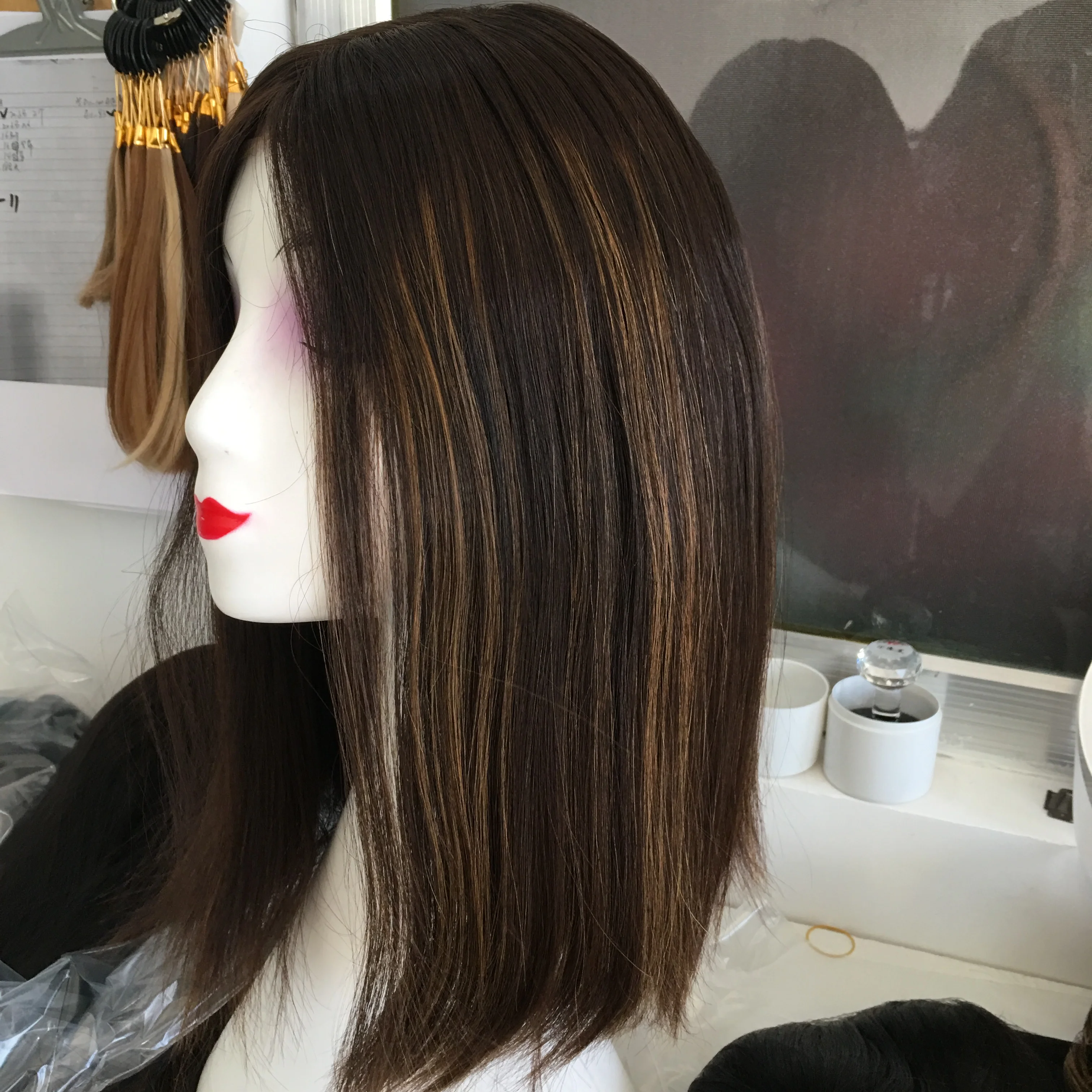 Передний кружевной парик в наличии Европейский девственный Кошерный из волос