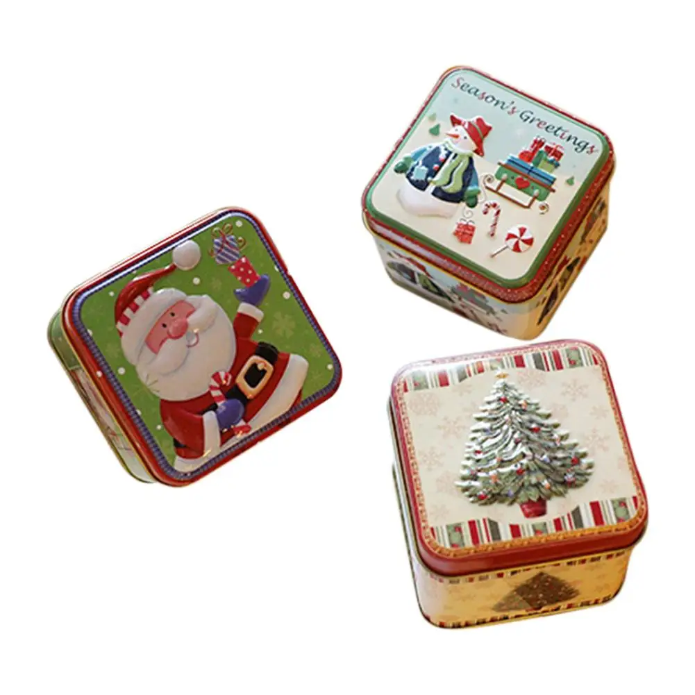 12 шт. Рождественская маленькая квадратная коробочка жестяная упаковка