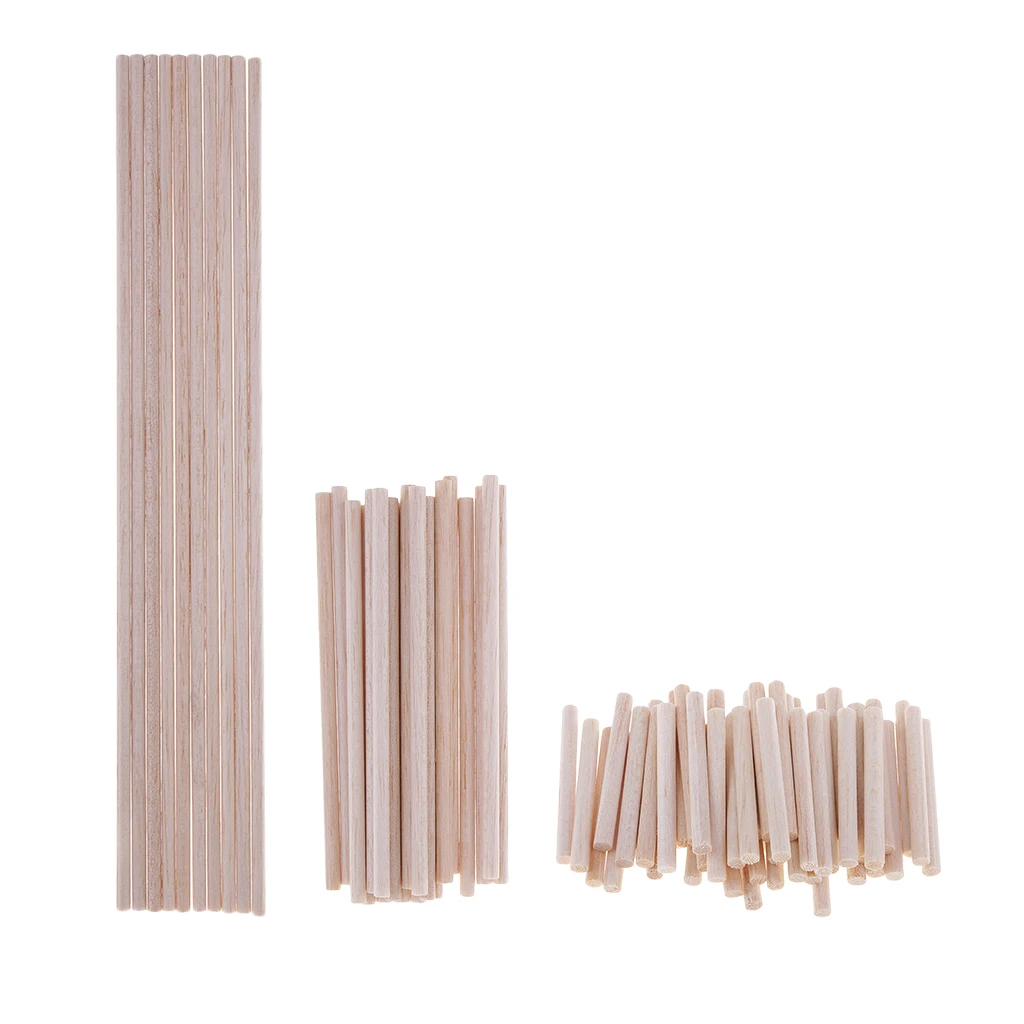 10/20/50pc Balsa Wood Unfinished Craft Round Sticks Dowel Rod Model Building | DIY Crafts