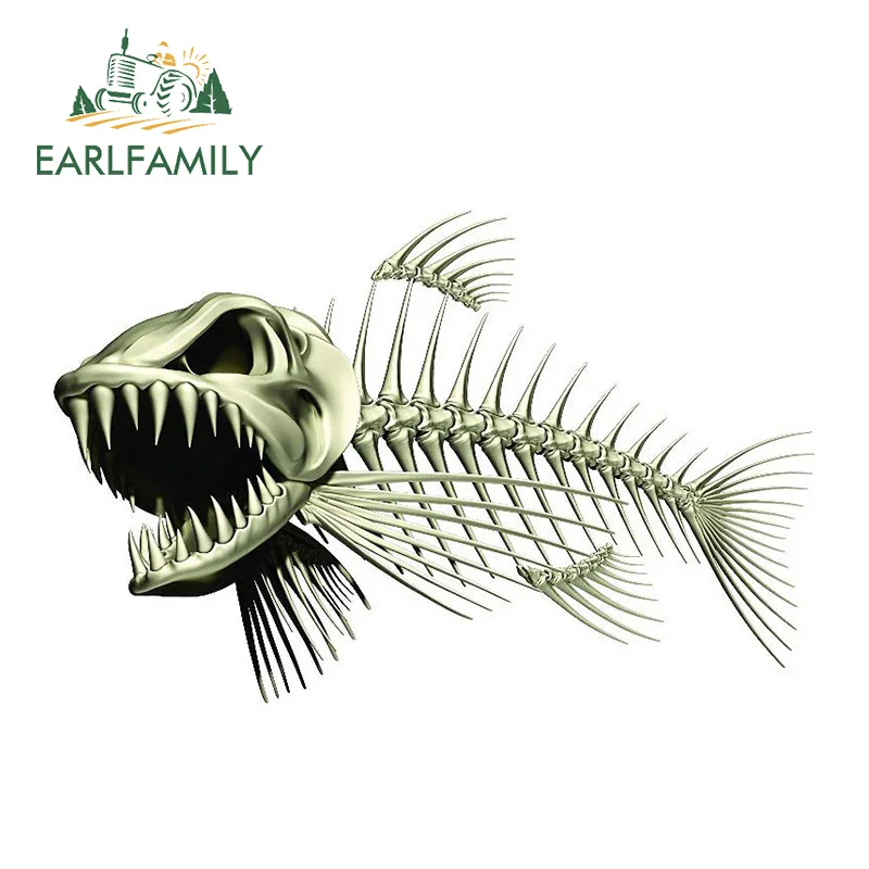 EARLFAMILY, 13 см x 8,5 см, страшный скелет, Рыбная ловля, автомобильные наклейки, автомобильные наклейки, 3D наклейки для автомобиля, стильные аксессуары для мотоцикла, автомобиля