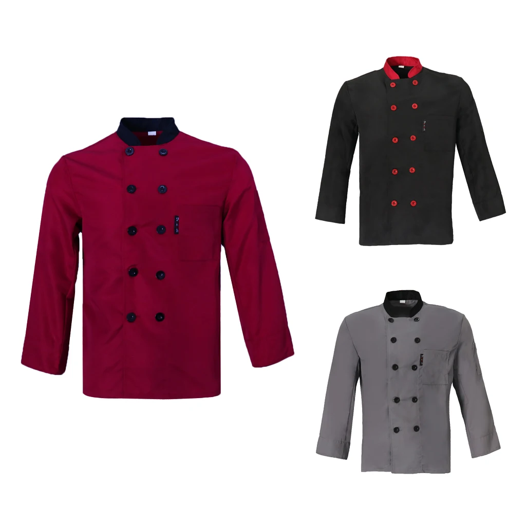 Женская Мужская куртка шеф-повара с длинными рукавами двубортная рубашка