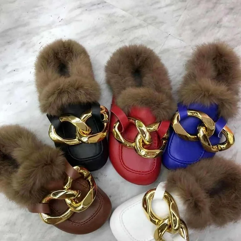 

2021 Women's Slippers, Solid Color Metal Decoration, Flat-bottomed Plush Slippers, Comfortable and Light Indoor Warm Slippers