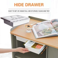 under desk hide drawer creative self adhesive home office locker storage box cloth stationery bottom tray home accessories
