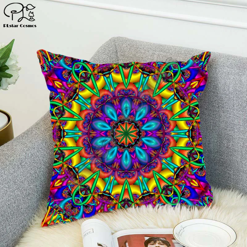 

Psychedelic Rainbow Pillow Case Cushion Cover Cushion Colorful Geometric Feather Polyester Decor Home Car Sofa Cushion Cover 005